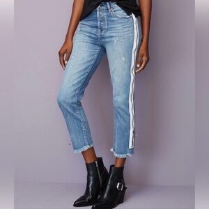 Pistola Charlie High Rise Straight Leg Jeans My Way Side Zip Raw Hem Size 28